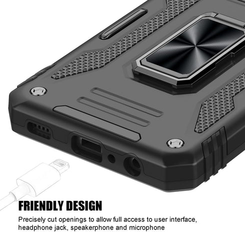 for Samsung Galaxy A03S Case, Shockproof Phone Case & Sliding Camera Cover & Ring Holder Kickstand with Screen Protector for Samsung Galaxy A03S (...