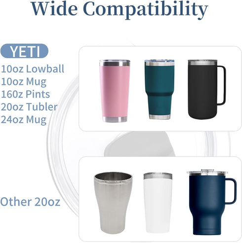 2 Pack Tumbler Lid for Yeti with Magnetic Slider Switch,Reusable Replacement Lids Compatible for Yeti 20 oz Tumbler,Travel Spill Proof Cup Lids Co...