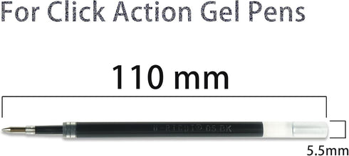 24 Pcs Retractable Black Gel Ink Refills, 0.5 mm Point Black Ink...