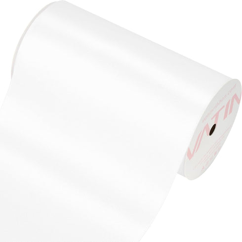 VATIN Double Face White Satin Ribbon 4" Continuous 5 Yards,White Polyester Fabric Ribbon use for Bows Bouquet, Gift Wrapping, Floral Arrangement W...