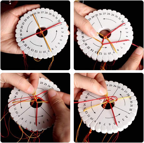 BILLIOTEAM 5 Pieces Braiding Disk Round Square Kumihimo Beading Cord Disc Braiding Braided Plate DIY Bracelet Loom Weaving Board (Round/Square Pla...