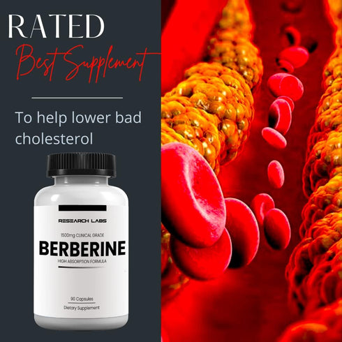 Research Labs 2 Fer 1 Ad - 1500mg Clinical Grade Berberine High Absorption Formula & BerberQuil™ Support. 180 Total Capsules...