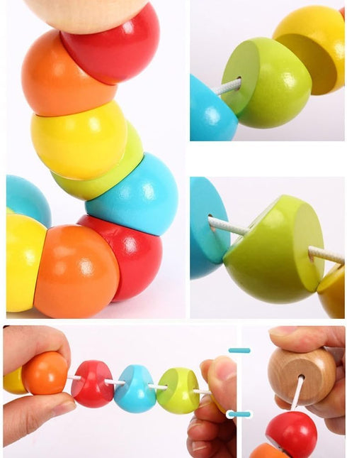 Wooden Toys Baby's Adorable Caterpillar Puppet Toy with Bright Color for Early Education...
