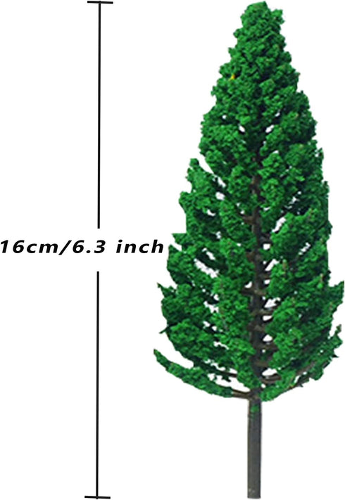10Pcs Model Pine Cedar Trees 1:25 Green Architecture Tree for O G Scale Railway DIY Scenery Landscape Layout Natural Green 16cm/6.3inch...