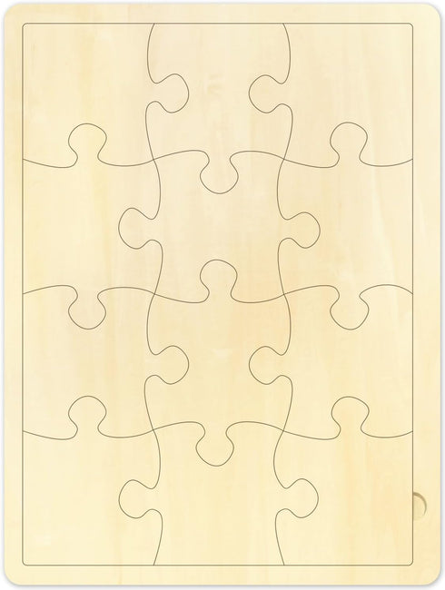Blank Puzzle with 12 Pieces, Large Blank Puzzle Pieces with Puzzle Tray, Blank Wooden Jigsaw Puzzles for Crafts & DIY, Make Your Own Puzzle 11.8x8...