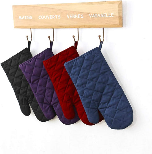 Anyi Oven Mitts Professional Heat Resistance Kitchen Cotton Oven Gloves for Grilling Cooking Microwave BBQ Baking, 2-Pack with Soft Inner Lining...