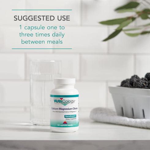 Nutricology Calcium Magnesium Citrate Supplement - Bone Health, with Calcium Citrate, Pure, Well-Absorbed, Vegetarian Capsules - 100 Count...
