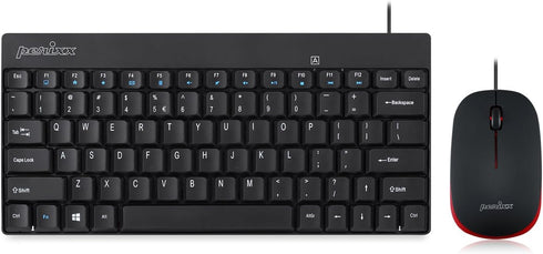 Perixx PERIDUO-212 Wired Mini Keyboard and Mouse Set, USB Connection, Black, US English Layout...