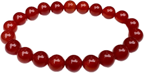 chengmu 8mm Red Agate Stretch Bracelet for Women Natural Round Beads Semi Gemstone for Crystal Elastic Beaded Bracelet 7.5"...