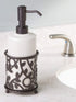 iDesign Ceramic Soap Dispenser Pump, The Vine Collection - 13oz, 3.5" x 3.5" x 8.75", Vanilla and Bronze...