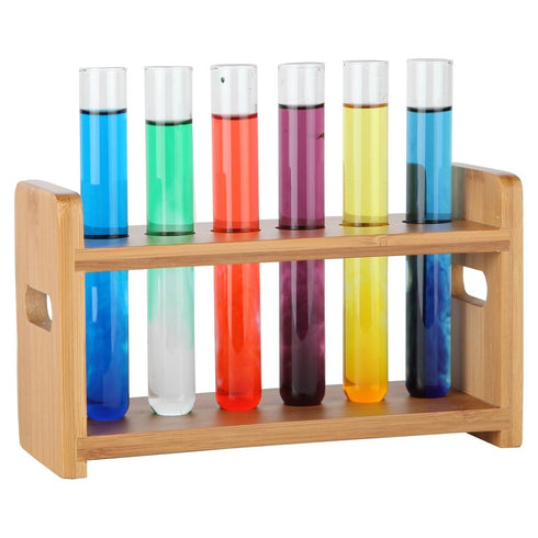 Lily's Home Bamboo Test Tube Vial Shot Glasses Holder Rack, Great as Pen Stand, Made from Bamboo with Built-In Handle, Rack Only, Glass Tubes NOT ...