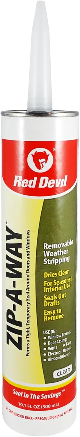 Red Devil 0606 Zip-A-Way Removable Sealant, 1-Pack, Clear...