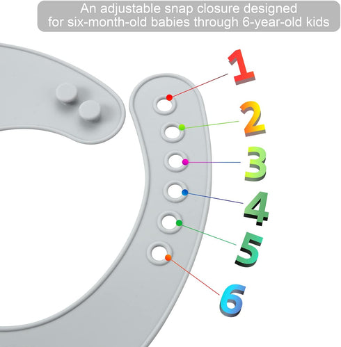 PandaEar 3 Pack Waterproof Silicone Baby Bibs| Super Thin Light Weight for Babies & Toddlers| Adjustable Soft Silicone Feeding Bibs with Food Catc...