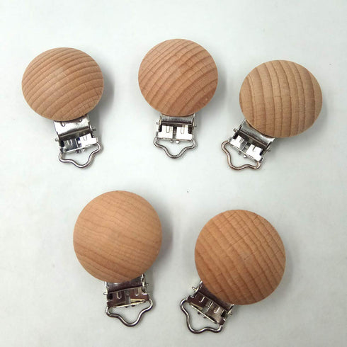 Natural Beech Wood Pacifier Clips Teething Grasping Toy Suspender Clips Charm DIY Wood Pacifier Clip Holder Accessories (3.5cm withouthole)...