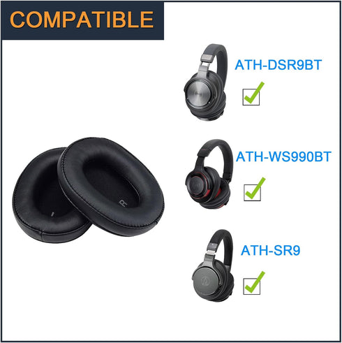 Headphones Replacement Earpads for Audio-Technica ATH-SR9/ ATH-DSR9BT/ ATH-WS990BT, Ear Pad Replacement Cushions with Protein Leather & Memory Foa...