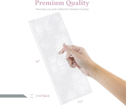 Acrylic Cake Buttercream Scraper Smoother for Icing Frosting, 12 inch Tall Tapered Edge - 3/16" Thickness, Clear - BPA Free Professional Grade...