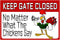 Chicken Sign, Metal Chicken Coop Tin Signs, Keep Gate Closed, Yard Sign Farm Garden Wall Decor Sign Plaque Outdoor for Home Fence 8 X 12 Inches...
