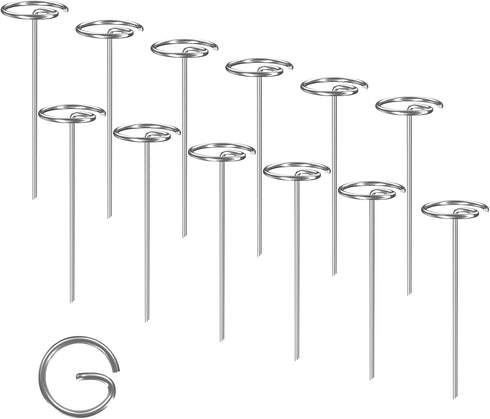 12Pcs Circle Top Landscape Staples 8 inch Garden Stakes Ground Cover Fabric Stakes for Fixing Outside Patio Rugs Tarps Tents, Camper Must Haves...
