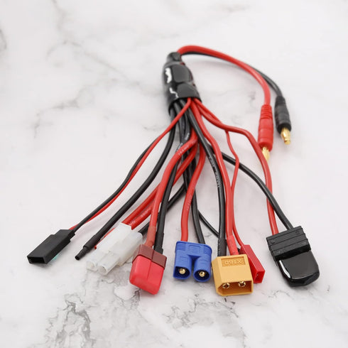 8 in 1 Charger Adapter Connector Splitter Cable RC Battery Multi Charger to 4.0mm Banana Plug for TRX DIY Bare Wire JST T Plug XT60 EC3 FUTABA TA-...