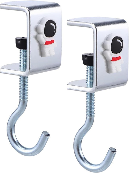 Desk Hooks, 2 Pieces Nail Free Storage Hook, Space Organizer Headset Stand, Under Desk Hook Mount, Rust Resistant Table Hook, Student Work Desk St...
