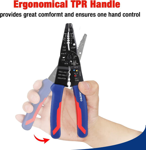 WORKPRO 8-Inch Wire Stripper, Multi-Tool Wire Cutter for Stripping, Cutting and Crimping, W091033AE...
