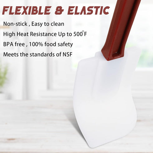 Set of 3 Commercial Silicone Spatulas for Cooking High Heat Resistant Silicone Scraper Commercial Baking Spatula for Kitchen Cooking Utensils, Red...
