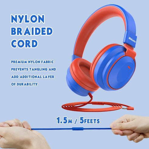 Headphone Kids Volume Limited 85/96dB Wired Over-Ear/On-Earr Foldable Headset with Inline Cable Aux 3.5mm Cord Mic for Boy Girl Child School PC No...