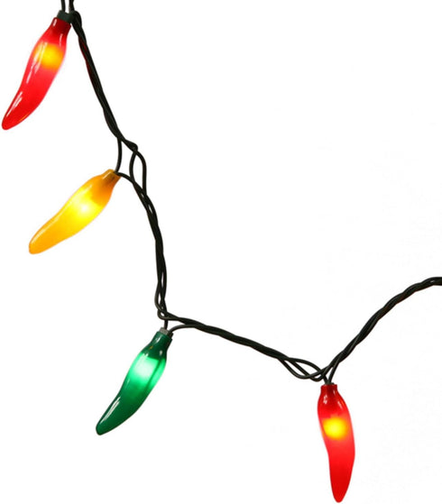 Vickerman 35 Red-Green-Yellow Mini Light Chili Pepper Set on Green Wire...