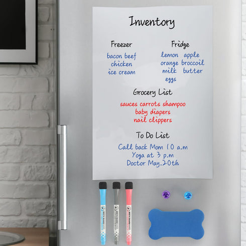 16” X 12” Whiteboard Magnetic Dry Erase Board Self Adhesive for Any Smooth Surface with New Stain Resistant Technology,Home Kitchen Fridge Shoppin...