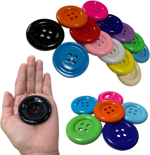 2 inch (50 mm) Large Resin Craft Flatback Button 4 Holes Multicolor 15 Pcs for Crafts Making, Clothes Sewing and DIY Projects, Scrapbook...