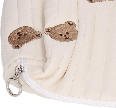 Outdoor Diaper Bag, Convenient Cotton Cloth Large Capacity Diaper Storage Bag Multifunctional Reusable Portable for Travel for Mother(Bear embroid...
