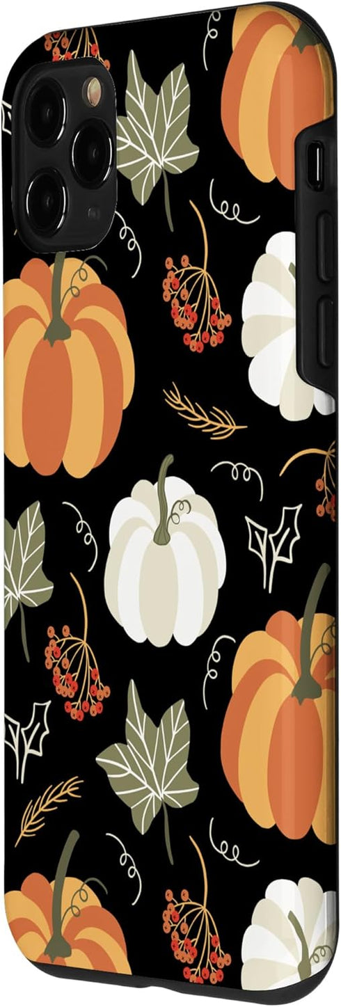 iPhone 11 Pro Autumn falling leaves and pumpkin spice harvest happy fall Case...