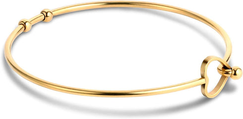 ALEXCRAFT Wholesale 6PCS 14K Gold Stainless Steel Bracelet Bangle Open Blank Wire Charm Bangle Bulk for Jewelry Making...