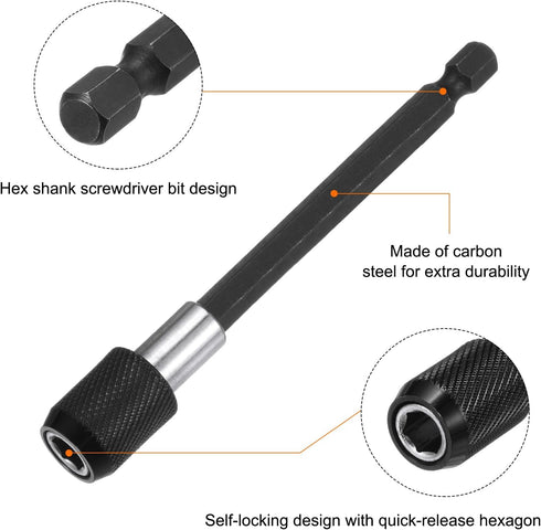 2pcs 100mm Magnetic Screwdriver Bits Holder Extension Quick Release Drill Bit Chuck Adapter with 1/4" Hex Shank for Socket Driver Adapter Power To...