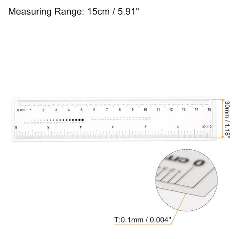 2pcs Film Flexible Ruler 6 Inch 0.1mm Scale PET Plastic Folding Straight Ruler Calibration Soft Ruler Measuring Tool for Factory, Transparent...