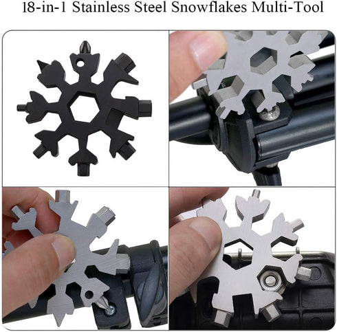 18-in-1 Snowflake Multi-Tool Screwdriver, Stainless Steel 18-1 Multitool Snow Tool (Black)...