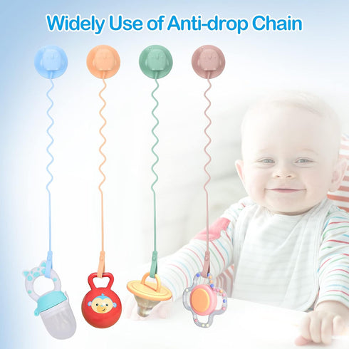 Toddler Utensils, Toddler Fork and Spoon Set Stainless Steel Toddler Silverware Set with Suction and Anti-Dropping Chain, Baby Utensils with Case ...