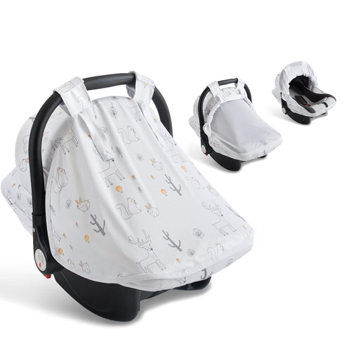 Baby Car Seat Cover, Soft Sun Shade Cover, Breathable Comfortable Privacy Carseat Canopy Protect for Newborn Infant Boys Girls (Animals)...