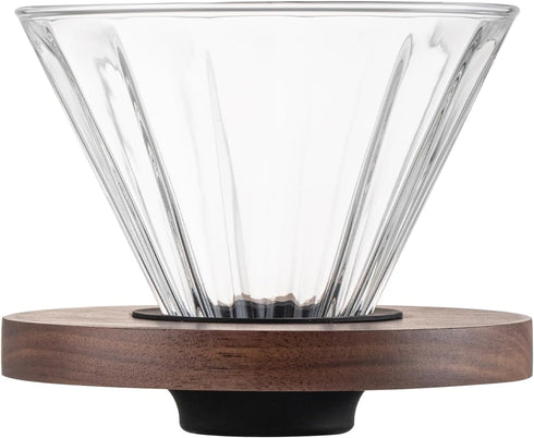 Coffee Dripper, Resuable Pour Over Coffee Maker With Walnut Pedestal, Detachable Pour Over Coffee Dripper, Single Cup Coffee Pour Over, 02 (Borosi...