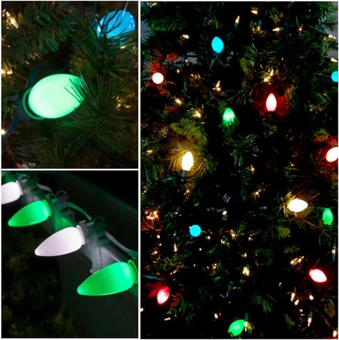 25 Pack C9 LED Replacement Christmas Light Bulbs, E17 Base Led Bulb Outdoor Christmas Lights, Waterproof Commercial Grade Holiday Decoration Repla...