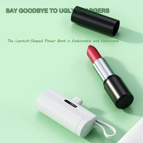 Portable Mini Power Bank Charger for iPhone Apple (Direct Plugin) and for USB C Android Device (Wired), 4800mAh Emergency Fast Charge Small Extern...