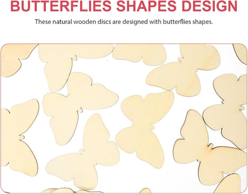 TINKSKY 50pcs Wooden Butterfly Shapes Craft Blank, Natural Unfinished Cutout Shape Wooden Butterfly, Christmas, Wedding, Guestbook, Decoupage Fami...