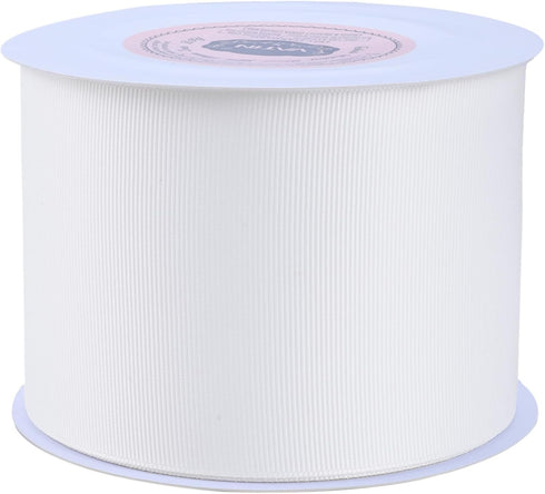 VATIN Solid 3" X 10 Yards White Grosgrain Ribbon Perfect for Crafts, Wedding Decor, DIY Hair Accessories, Sewing, Gift Package Wrapping and More...
