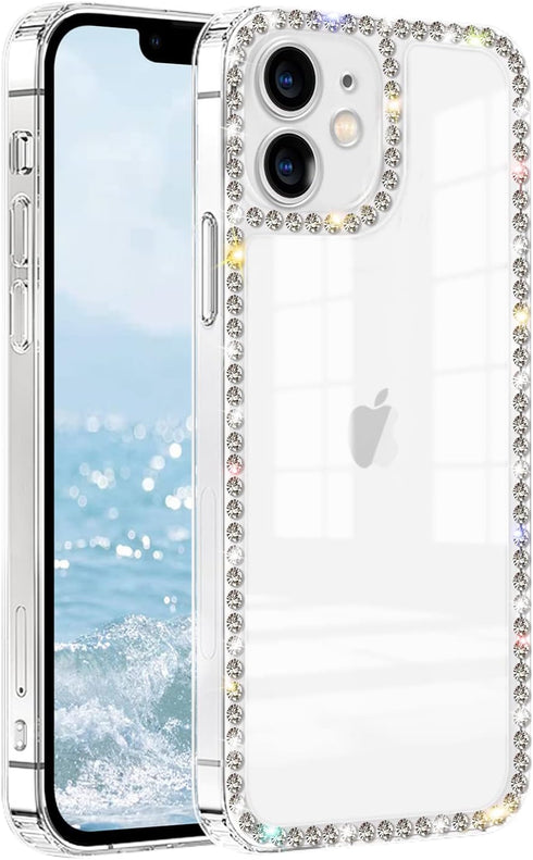Compatible with iPhone 11 Clear Case Bling Diamond Rhinestone Cute for Girls Women Girly Case Glitter Shiny Sparkle Bumper Design Soft Silicone Lu...
