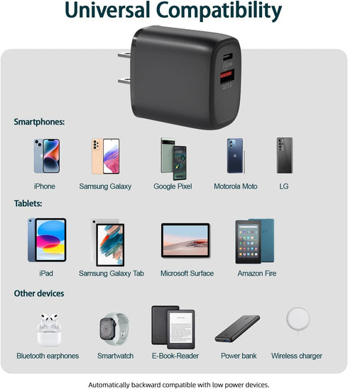 USB C Wall Charger Block - 20W Power Adapter, USBC iPhone Charger Fast Charging Blocks Compatible with Phone 15/15 Pro Max/15 Plus/14/13/12/11, XS...