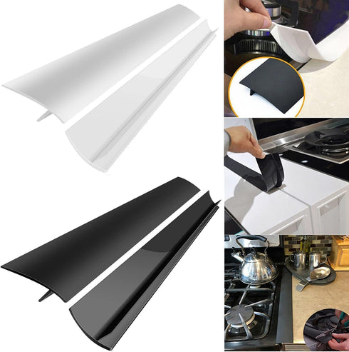 MSDADA 2 Pcs Silicone Stove Counter Gap Cover, Kitchen Counter Gap Anti-Slip Filler for Seals Spills Between Counter, Stovetop, Oven, Washing Machine (25 Inches, Clear?