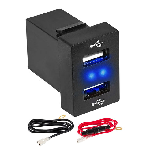 Anina Dual USB Car Charge Port for Toyota, Square Power Socket Adapter with Blue Light, Vehicle USB Plug for Corolla RAV4 Camry Highlander Prado, ...
