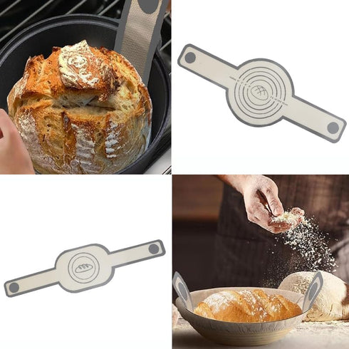 Silicone Baking Mat with Long Handle for Dutch Oven Bread Baking - Non-stick Bread Sling Safer & Easier to Transfer for Dough,Reusable Silicone Du...