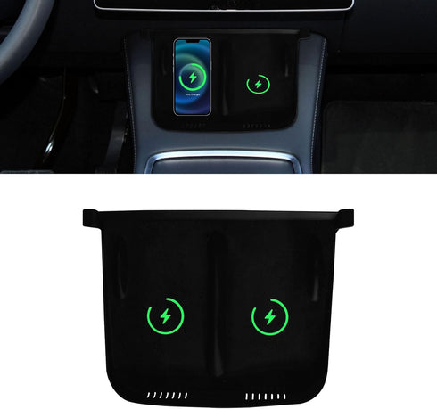 Center Console Wireless Charger Anti-Slip Silicone Mat, Waterproof Phone Pad for Wireless Charging, Car Interior Accessories Universal for Model 3...