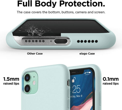 elago Compatible with iPhone 11 Case, Liquid Silicone Case, Full Body Protective Cover, Shockproof, Slim Phone Case, Anti-Scratch Soft Microfiber ...